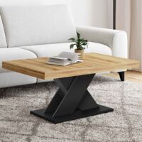 Mesa de centro ALICIA con base en X efecto macizo negro