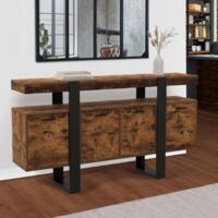 PHOENIX XXL 160 cm Aparador de 4 puertas en madera efecto envejecido y negro