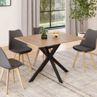 Mesa de comedor rectangular ALIX 4-6 personas pata de araña madera y negro 110 cm