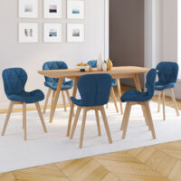 Lote de 6 sillas de comedor ROBINE de tela azul pato