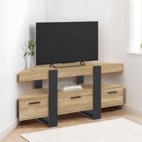 Mueble TV esquinero PHOENIX 110 cm con cajón de madera y negro