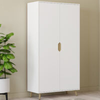 HELSINKI Armario escandinavo blanco de 2 puertas 80 cm con estantes de almacenamiento