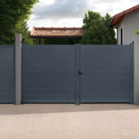 Cancela batiente de aluminio gris antracita de 302 x 160 cm