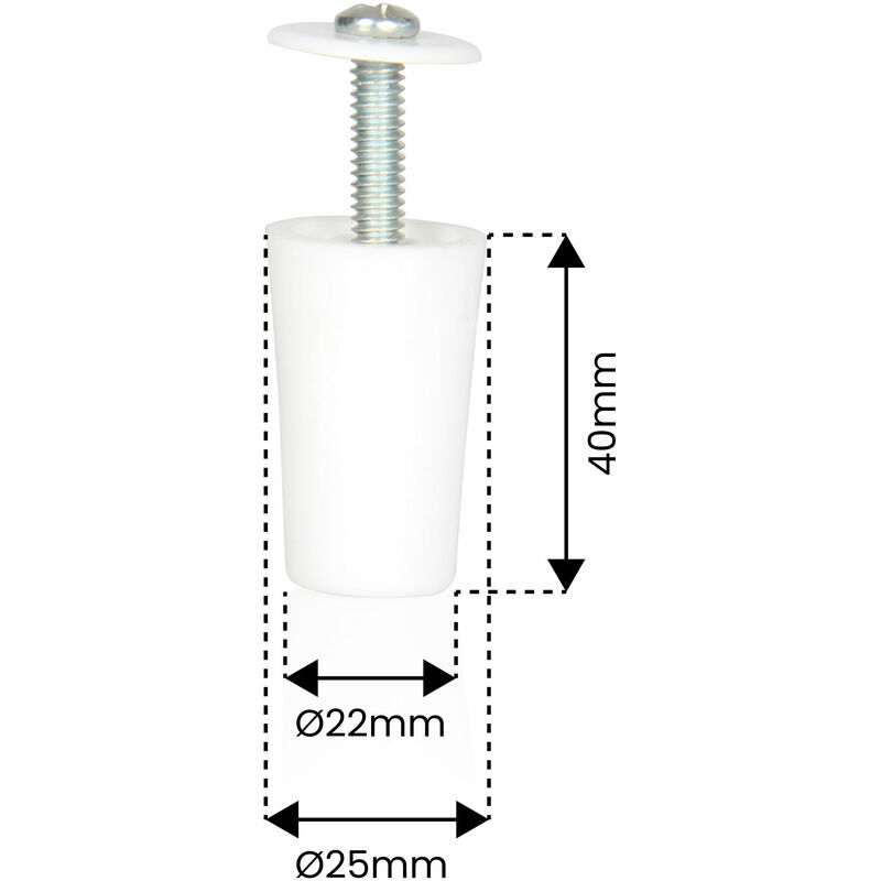 Topes de persiana de atornillar de largo de 40 mm. en color blanco