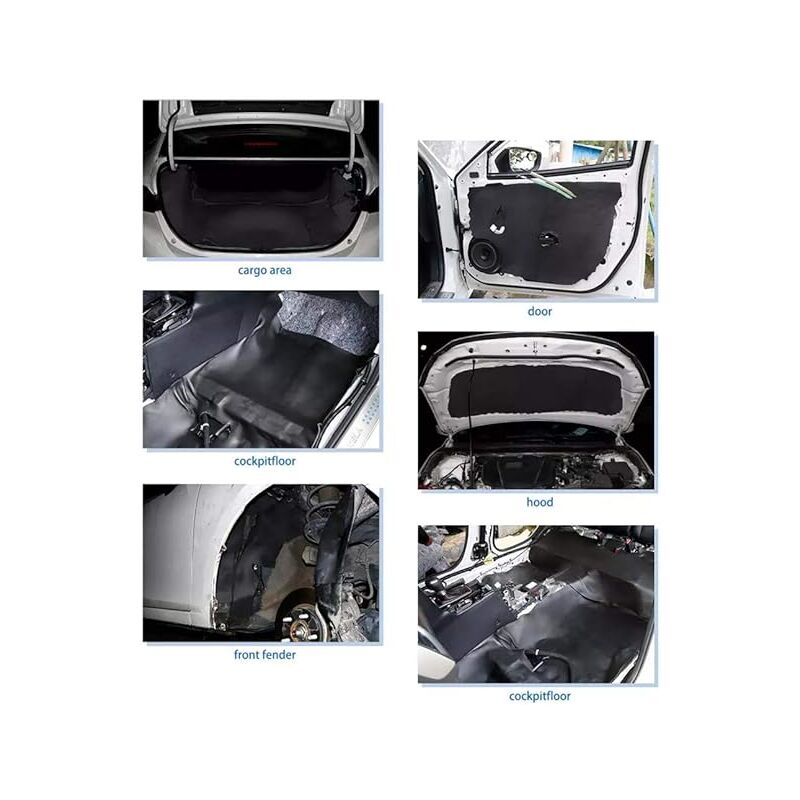 Tapis Isolation Acoustique Voiture Lifemaison 10mm - 50x200cm, Anti-Bruit Et Étanche