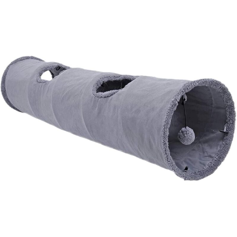 Jouet Tunnel Pour Chat, Sac Tunnel Pliable Avec 3 Balles Et 1 Petite Souris Interactif, Tunnel