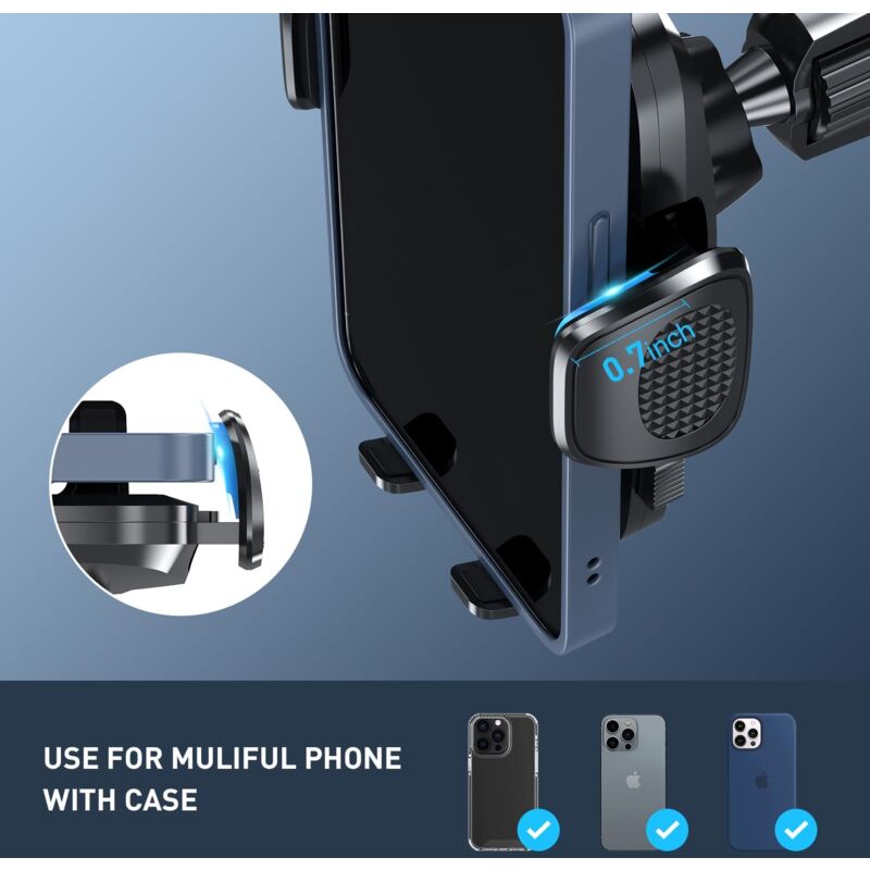 Hoppac - Support Téléphone Voiture Sur Grille D'Aération - Rotation 360°, Fixation Stable, Compatible 4-7 Pouces - 6