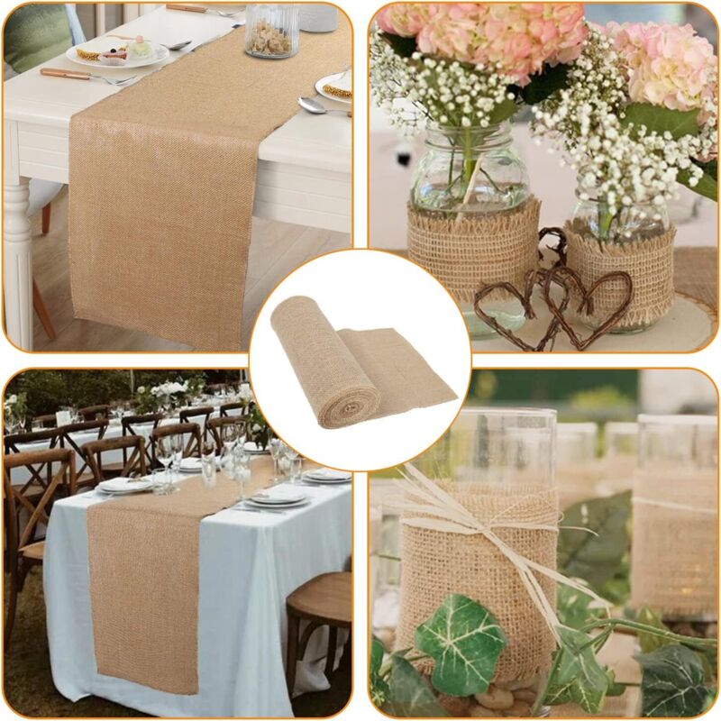 Rouleau Toile De Jute 20m X 30cm - Chemin De Table Vintage Pour Mariage, Décoration Rustique - Jute Naturel