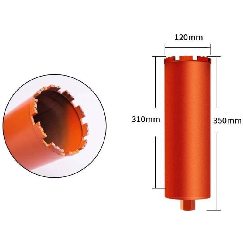 Couronne Forage Turbo 10mm Humide Sec Couronne Diamantée Turbo 10mm Pour Carottage - Filetage 1¼ UNC - Longueur 460mm - Pour Béton Armé, Pierre, Maçonnerie Outillage Maçon