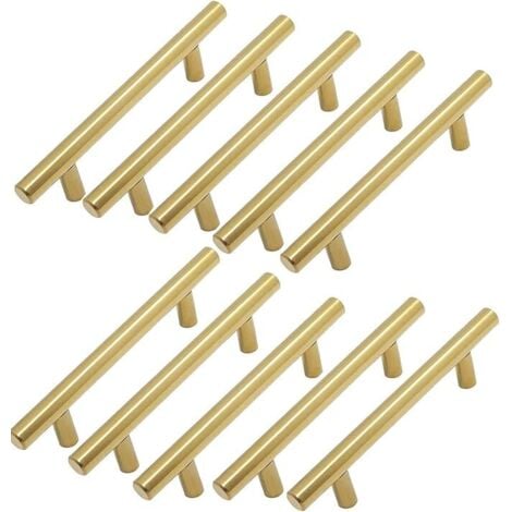 10Pcs Poignée Meuble Poignée d'armoire de cuisine poignée de placard en or 128 mm poignée de porte de cuisine en laiton tiroir poignées