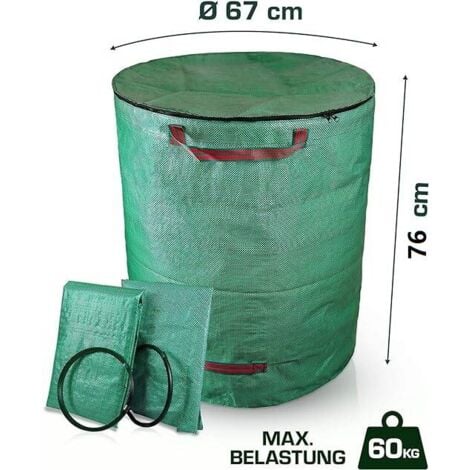 1x 272 litres sac de jardin stable, sac à feuilles