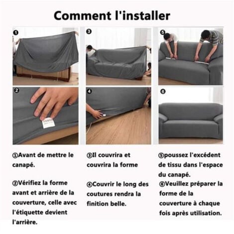 Housse de Canapé 2 Place Housse Canapé Extensible avec Accoudoir avec 2 Housses de Coussin Couverture de Canapé Élastique Universelle Antidérapante Revêtement de Canapé(2 Places,Noir)