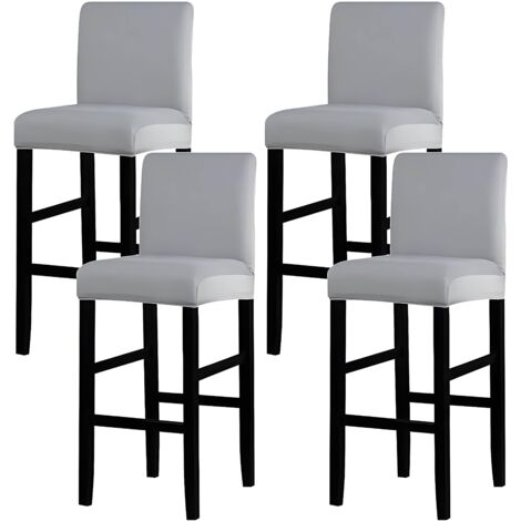 L&H-Cfcahl – Housse de chaise de bar lot de 4 – Élastique et amovible – Anti-taches respirante – Dimensions 35-45 cm – Pour tabourets à dossier court (1/5)
