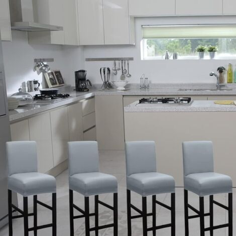 Lot De 4 Housses De Chaise De Bar Pivotante Gris Foncé – Extensibles, Amovibles, Style Moderne Pour Dîner & Décoration