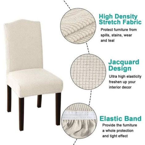 Housse de chaise extensible 4 pièces, housse de chaise salle à manger housse de chaise beige épaisse convient à une variété de scénarios maison hôtel restaurant bureau