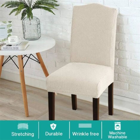 Housse de chaise extensible 4 pièces, housse de chaise salle à manger housse de chaise beige épaisse convient à une variété de scénarios maison hôtel restaurant bureau