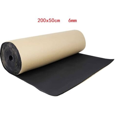 Tapis Isolation 6mm Tapis Isolant Auto Voiture 200x50cm Isolation Acoustique Résistant à Chaleur Mousse Amortisseur Noir
