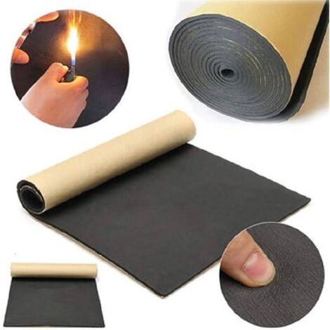 Tapis Isolation 6mm Tapis Isolant Auto Voiture 200x50cm Isolation Acoustique Résistant à Chaleur Mousse Amortisseur Noir