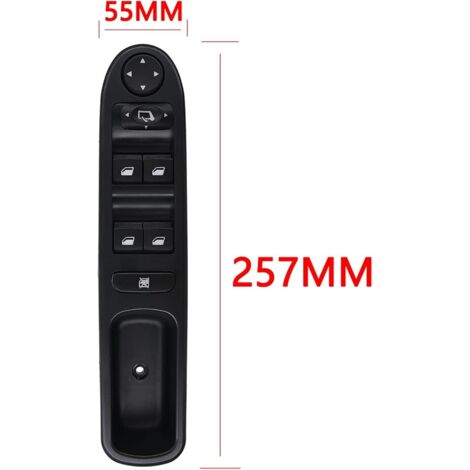Levé Vitre Avant Gauche Drive CÔTÉ Vitre Électrique Interrupteur Principal, Interrupteur de Lève-Vitre Compatible pour Peugeot 307 307SW 307CC noir 257x55mm