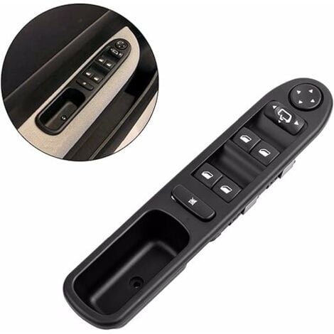 Levé Vitre Avant Gauche Drive CÔTÉ Vitre Électrique Interrupteur Principal, Interrupteur de Lève-Vitre Compatible pour Peugeot 307 307SW 307CC noir 257x55mm