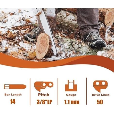 Chaine tronconneuse 3 x MS170 Chaîne de tronçonneuse 35 cm 3/8"LP 50 Maillons d'Entraînement 1.1 mm, Faible Rebond compatible avec Stihl 3610 000 0050 accessoire pour tronçonneuse