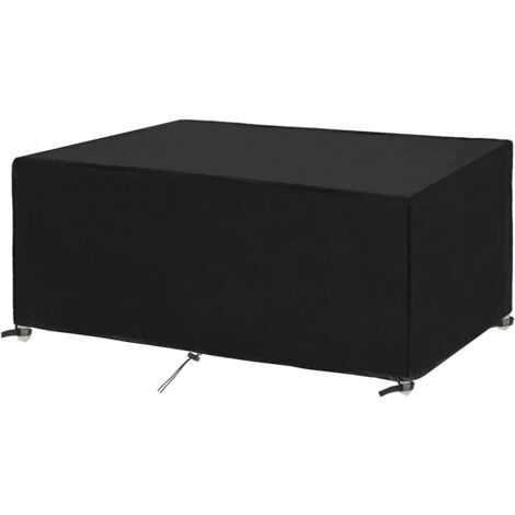 Housse Salon de Jardin 180x100x75cm 420D Oxford Noir Housse Table de Jardin Rectangulaire Protection Bache Table de Jardin Mobilier Extérieur Imperméable Coupe-Vent Anti-UV Résistant Au Froid