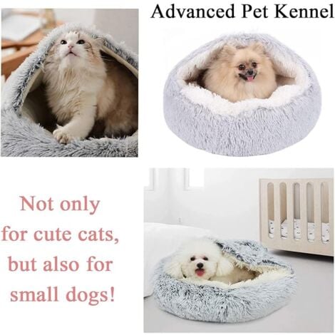 Tapis de couchage super doux Grotte pour chat pour chiens chats rond chaud hiver lit pour animaux de compagnie café tapis en peluche Couchage pour chien L 50 x 50 cm corbeille et panier pour chien