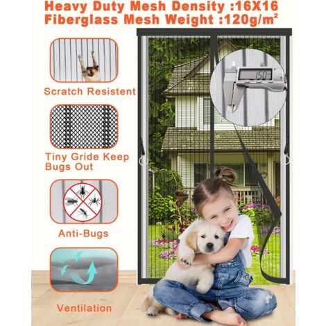 Moustiquaire Porte Fenêtre Magnétique 140x210 cm Noir moustiquaire porte fenetre Anti Mosquito Magnet avec Durable Maille, Fermeture Automatique Rideaux Moustiquaire Porte, Fly Screen