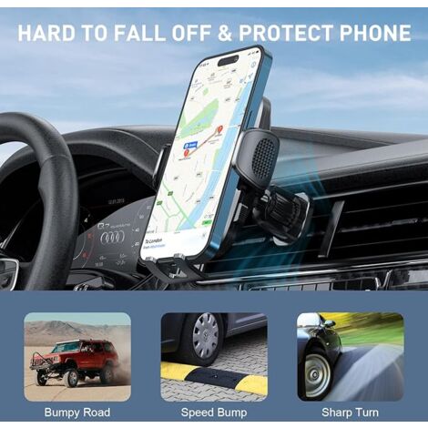 Support Voiture Smartphone Fixation Grille d'Aération, Rotatif à 360° - Noir - Français