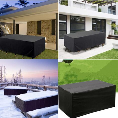 Housse Table De Jardin 180X110X90Cm Noir 420D Tissu Oxford