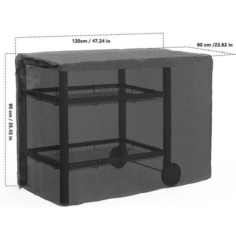 Housse De Protection 120x60x90cm 210D Oxford Noir pour chariot plancha Housse de barbecue