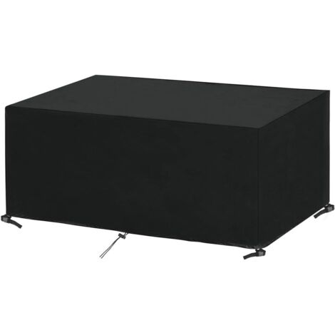 Housse Salon de Jardin 280x205x106cm Noir 420D Oxford Housse Table de Jardin Rectangulaire Protection Bache Table de Jardin Mobilier Extérieur Imperméable Coupe-Vent Anti-UV Résistant Au Froid