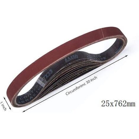L&H-Cfcahl – Lot de 15 bandes abrasives 25 x 762 mm – Assortiment grains 80/120/150/240/400 – Anti-colmatage pour ponçage bois et métal