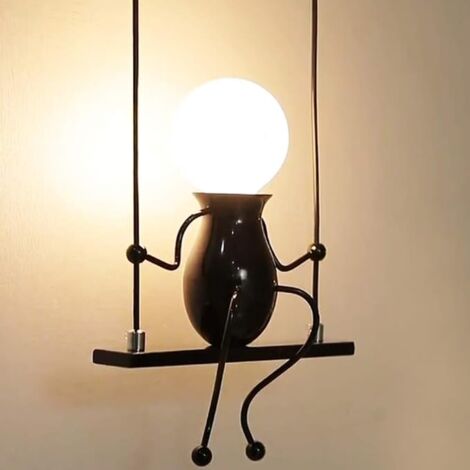 Applique Murale Vintage Rétro, E27 Humanoïde Créatif Lampe Murale Industrielle, Swing Noir Applique Murale Intérieure, Applique murale enfant, Applique murale chambre pour Salon, Escalier, Couloir