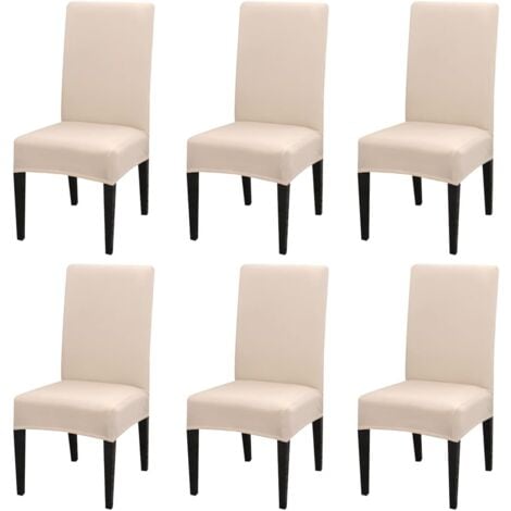 Lot de 6 Housses de Chaise, housse de chaise salle à manger Universelle Lavables Beige, Couverture de Chaise Facile à Nettoyer pour Décor Salle à Manger Hôtel Restaurant, Moderne