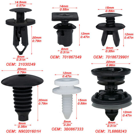 L&H-Cfcahl – Clips de fixation 120X pour VW Transporter T4 T5 T6 – 120 pièces en plastique – 20 rivets et 20 clips de panneau inclus
