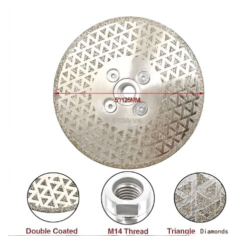 L&H-Cfcahl – Disque diamant pour meuleuse 125 mm – Double face électroplaqué – Pour marbre, granit, carrelage – Coupe nette et meulage efficace