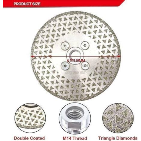 L&H-Cfcahl – Disque diamant pour meuleuse 115 mm – Double face électroplaqué – Coupe précise pour marbre, granit et carrelage – Utilisation humide ou sèche