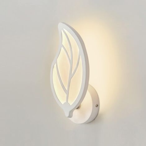 Applique Murale LED 12W, Applique Murale Intérieur (Lumière Chaude) , Lampe Murale Interieur Blanche Forme de Feuille, Applique Murale Enfant, Applique Art Deco pour Salon, Chambre, Chevet
