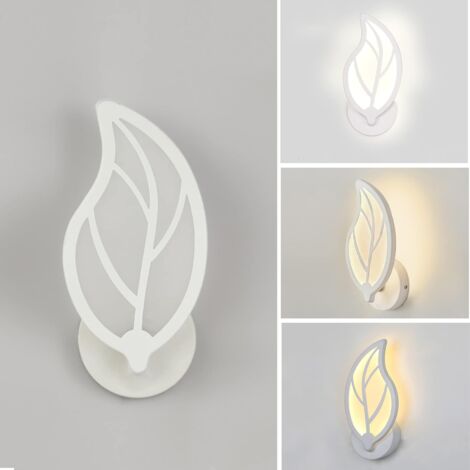 Applique Murale LED 12W, Applique Murale Intérieur (Lumière Chaude) , Lampe Murale Interieur Blanche Forme de Feuille, Applique Murale Enfant, Applique Art Deco pour Salon, Chambre, Chevet