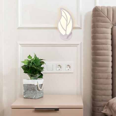 Applique Murale LED 12W, Applique Murale Intérieur (Lumière Chaude) , Lampe Murale Interieur Blanche Forme de Feuille, Applique Murale Enfant, Applique Art Deco pour Salon, Chambre, Chevet