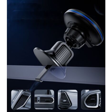 Support Téléphone Voiture Support Magnetique Telephone Chargement rapide sans fil PD 15W ABS+PC Noir