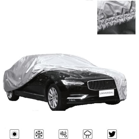 Bâche pour Voiture housse de voiture exterieur Housse de voiture contre le soleil Anti-UV Poussière de neige bache voiture 520x180x120cm Berline argenté XXL
