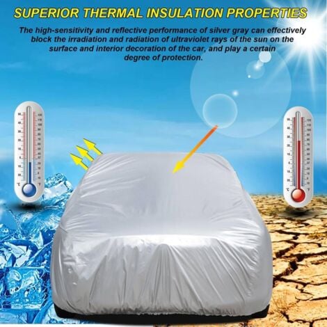 Bâche pour Voiture housse de voiture exterieur Housse de voiture contre le soleil Anti-UV Poussière de neige bache voiture 520x180x120cm Berline argenté XXL
