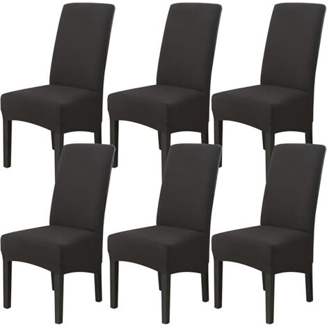 6 Housses De Chaise Extensibles Jacquard - Protection Anti-taches Pour Salle à Manger, Hôtel - Y-Beige