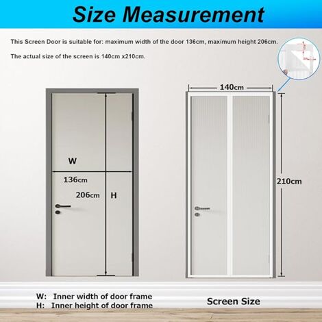 Moustiquaire Porte Fenêtre Magnétique 140x210cm Blanc moustiquaire porte fenetre Anti Mosquito Magnet avec Durable Maille, Fermeture Automatique Rideaux Moustiquaire Porte, Fly Screen