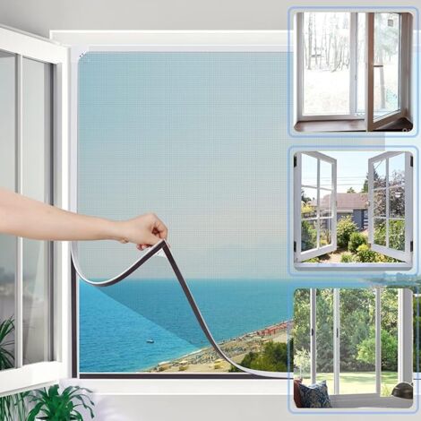 Moustiquaire Fenetre 130x150cm, Magnetique Moustiquaire Aimantée Fenetre Moustiquaire Magnétique pour Fenêtre Empêche Les Insectes, Cadre Blanc en Maille Grise