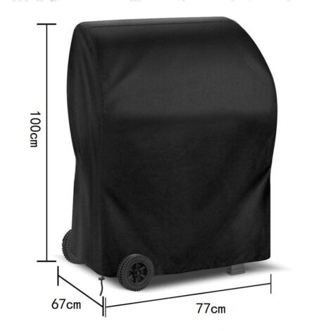Housse de barbecue 77x67x100cm Noir Couverture de Barbecue Imperméable 210D Bâche de Protection BBQ Anti-UV Anti-l'eau Anti-l'humidité pour Weber Holland