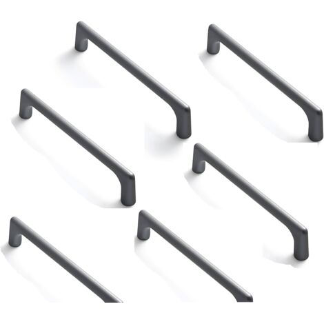 6 pcs Poignée Meuble Poignée d'armoire de cuisine poignée de placard 128mm Gris, Poignées d'armoires de cuisine foncé Alliage de zinc moderne avec vis Pratique et pratique