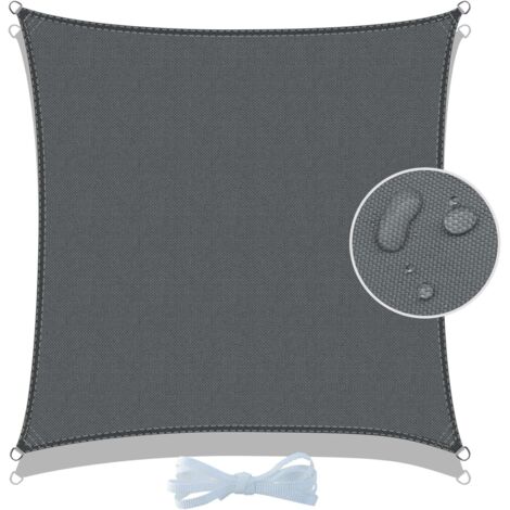 Voile d'ombrage carré 3x3m Imperméable Toile Ombrage UV Protection pour Patio Jardin, Terrasse,Extérieur, Balcon, Gris